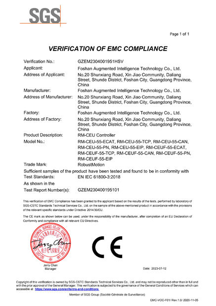 Cina Foshan Augmented Intelligence Technology Co., Ltd Sertifikasi