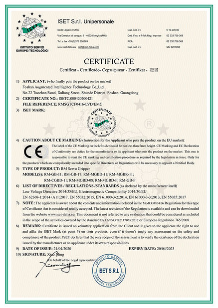 Cina Foshan Augmented Intelligence Technology Co., Ltd Sertifikasi